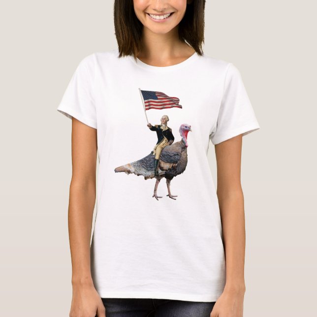 George Washington Riding A Turkey Thanksgiving T-Shirt (Front)