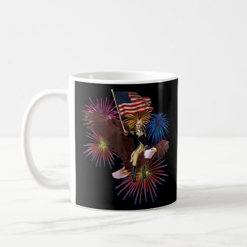 George Washington Riding an Eagle with a Flag 4th  Coffee Mug