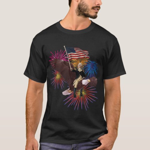 George Washington Riding An Eagle With A Flag 4Th  T_Shirt