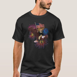 George Washington Riding an Eagle with a Flag 4th T-Shirt
