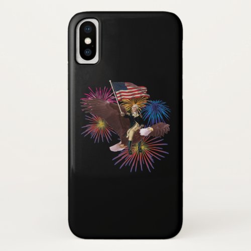 George Washington Riding an Eagle with a Flag iPhone X Case