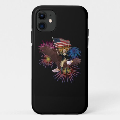 George Washington Riding an Eagle with a Flag iPhone 11 Case