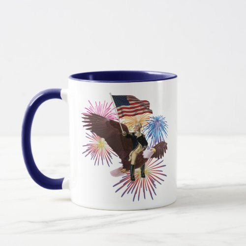 George Washington Riding an Eagle with a Flag Mug