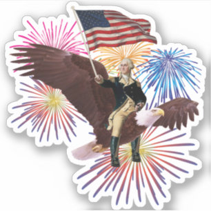 George Washington Riding an Eagle with a Flag Sticker
