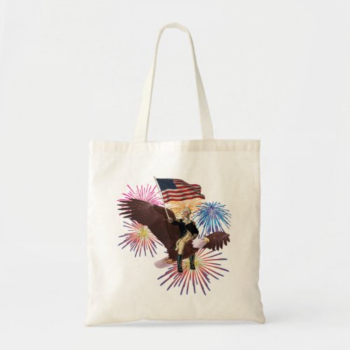 George Washington Riding an Eagle with a Flag Tote Bag