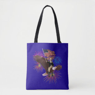 George Washington Riding an Eagle with a Flag Tote Bag