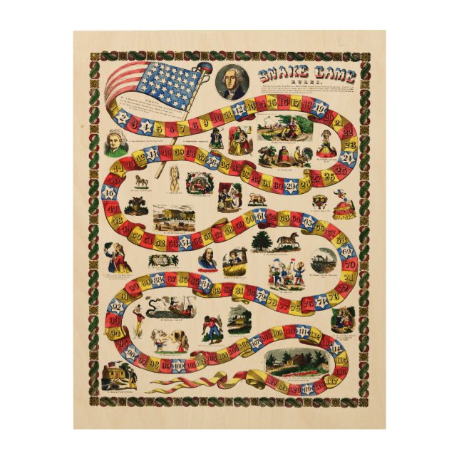 George Washington Snake Board Game Wood Wall Art (Front)