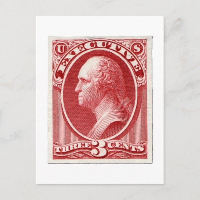 George Washington Three Cents US Postage Postcard (Front)