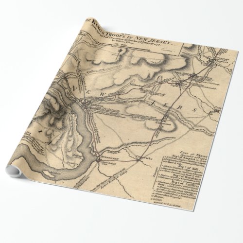 George Washington Trenton NJ Battlefield Map 1777 Wrapping Paper