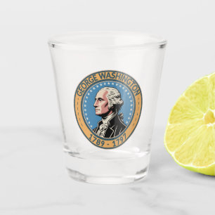 George Washington US President Illustration Badge Shot Glass