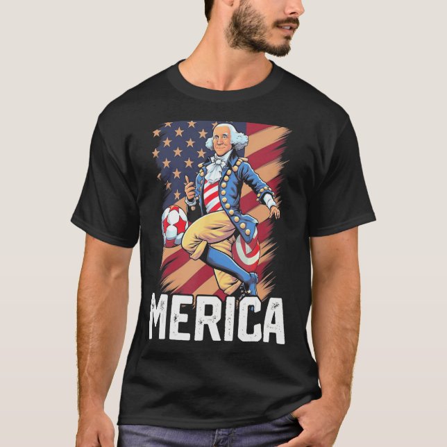 George Washington, USA Fourth 4th of July, Funny S T-Shirt (Front)