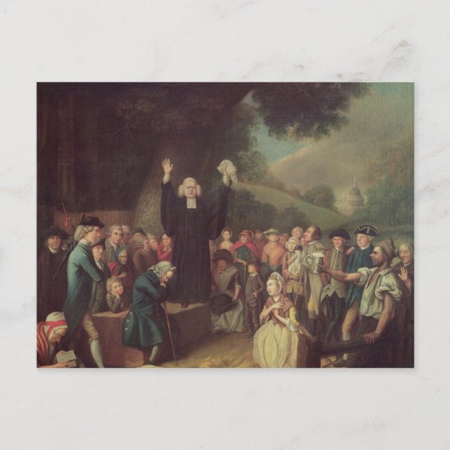 George Whitefield preaching Postcard (Front)