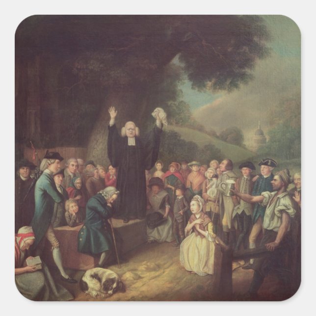 George Whitefield preaching Square Sticker (Front)