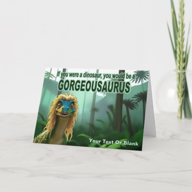 Georgeousaurus Blond Dinosaur Holiday Card (Front)