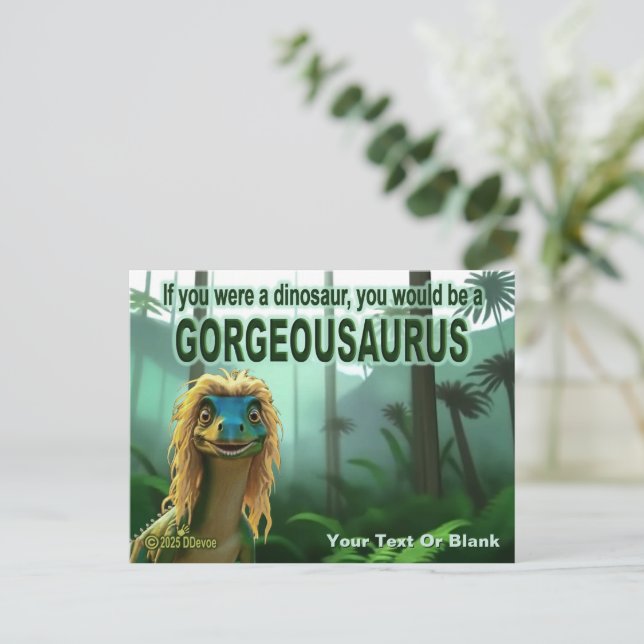Georgeousaurus Blond Dinosaur Holiday Postcard (Standing Front)