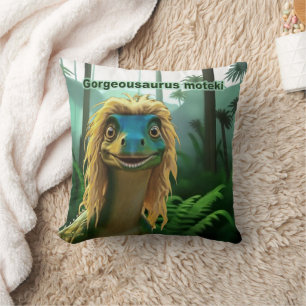 Georgeousaurus Blond Dinosaur Throw Pillow