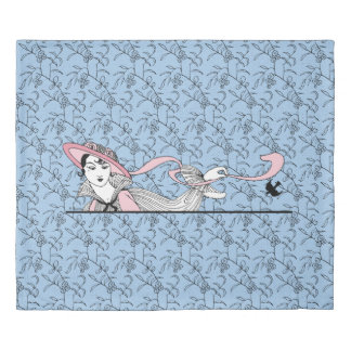 Georges Barbier 1920s Fashion Lady and Bird Duvet Cover