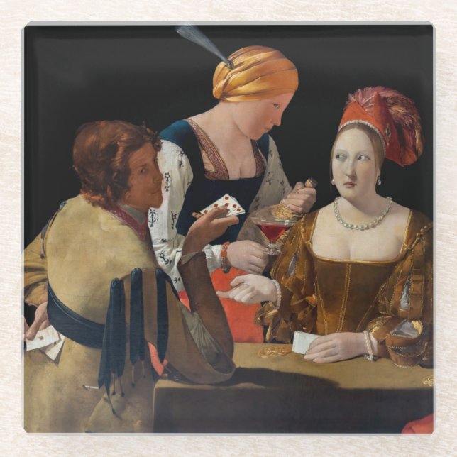 Georges de la Tour - Cheat with Ace of Diamonds Glass Coaster (Front)