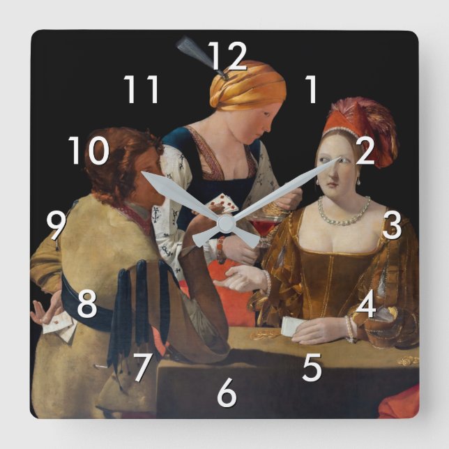 Georges de la Tour - Cheat with Ace of Diamonds Square Wall Clock (Front)