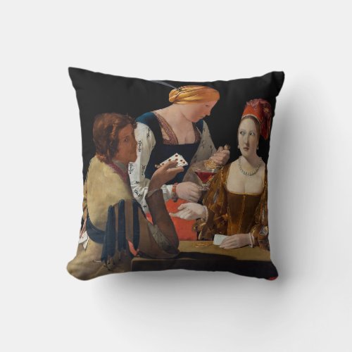 Georges de la Tour _ Cheat with Ace of Diamonds Throw Pillow