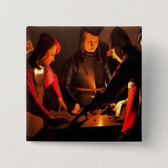 Georges de la Tour - The Dices Players Button (Front)