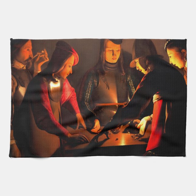 Georges de la Tour - The Dices Players Kitchen Towel (Horizontal)