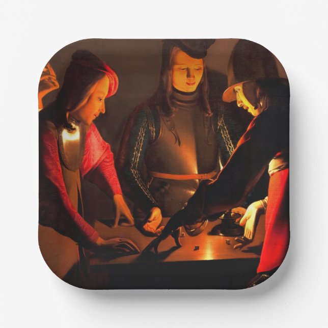 Georges de la Tour - The Dices Players Paper Plates (Front)