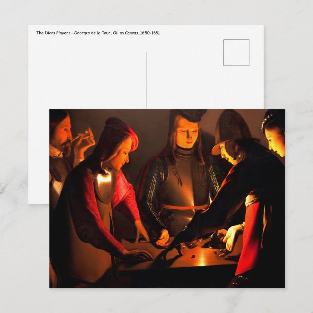 Georges de la Tour - The Dices Players Postcard (Front/Back)
