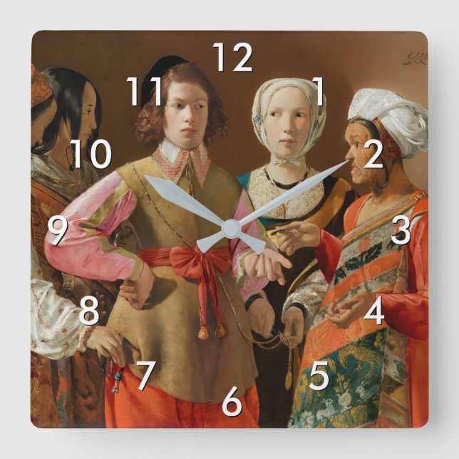 Georges de la Tour - The Fortune Teller Square Wall Clock (Front)