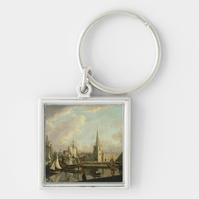 George's Dock Basin, Liverpool, 1797 (oil on canva Keychain (Front)