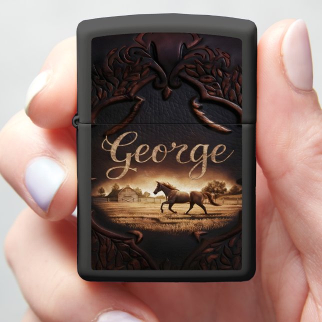 George's Horse in Field Zippo Lighter (In Hand)