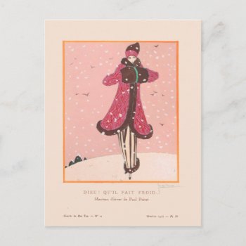 Georges Lepape Vintage Art Deco Fashion It’s Cold Postcard by lazyrivergreetings at Zazzle