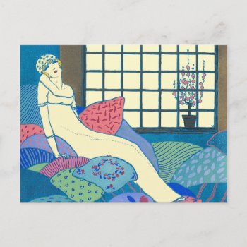 Georges Lepape Vintage Art Deco Fashion Les Choses Postcard by lazyrivergreetings at Zazzle