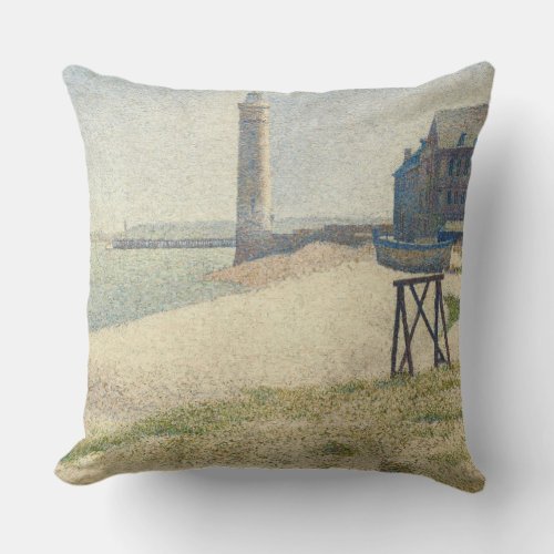 Georges Pierre Seurat  The Lighthouse at Honfleur Throw Pillow