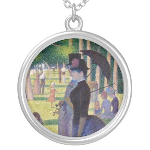 Georges Seurat _ A Sunday on La Grande Jatte Silver Plated Necklace