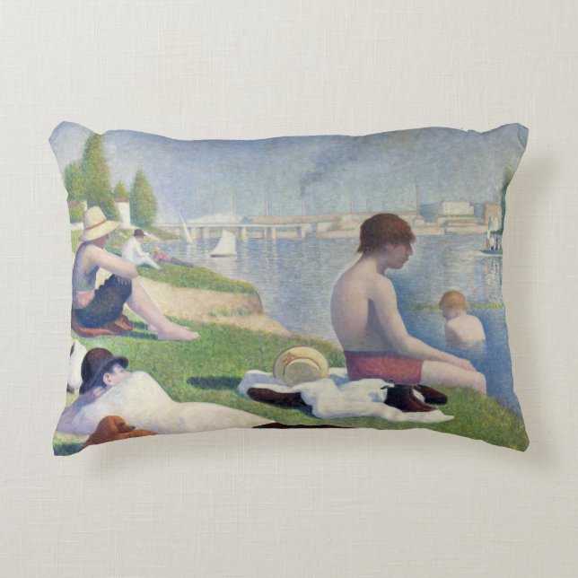 Georges Seurat - Bathers at Asnieres Accent Pillow (Front)