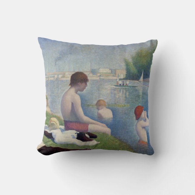Georges Seurat - Bathers at Asnieres Throw Pillow (Front)