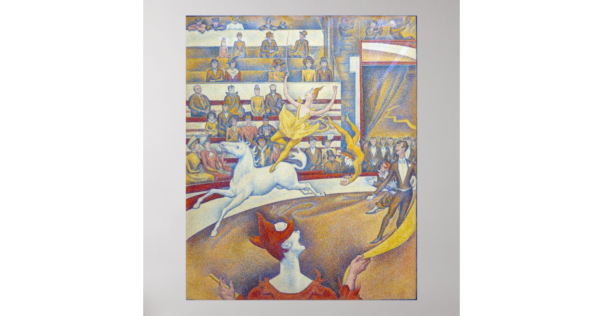 80x60cm Georges Seurat #56714 Der Zirkus Pointillismus Poster Leinwand-Druck