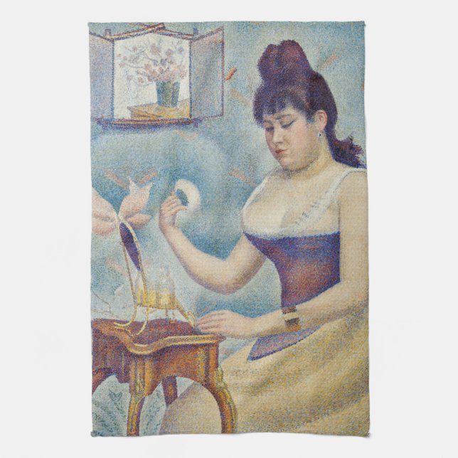 Georges Seurat - Young Woman Powdering Herself Kitchen Towel (Vertical)