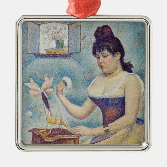 Georges Seurat - Young Woman Powdering Herself Metal Ornament (Front)
