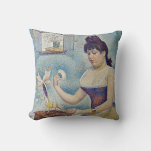 Georges Seurat - Young Woman Powdering Herself Throw Pillow