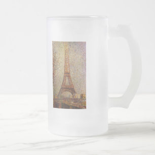 Georges Seurat's Painting: The Eiffel Tower (1889) Frosted Glass Beer Mug