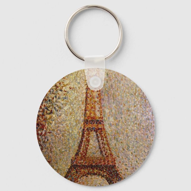 Georges Seurat's Painting: The Eiffel Tower (1889) Keychain (Front)