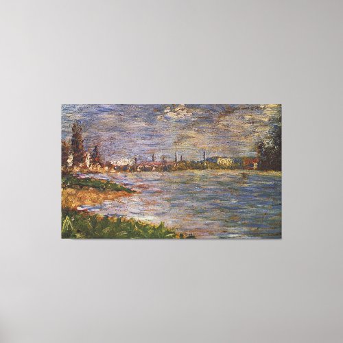 Georges Seurats Painting The Two Banks 1883 Canvas Print