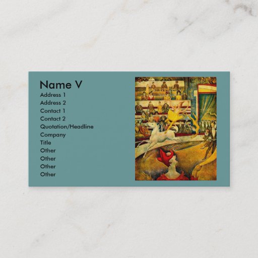 Customizable Georges Seurat's The Circus (1891) Business Card Templates