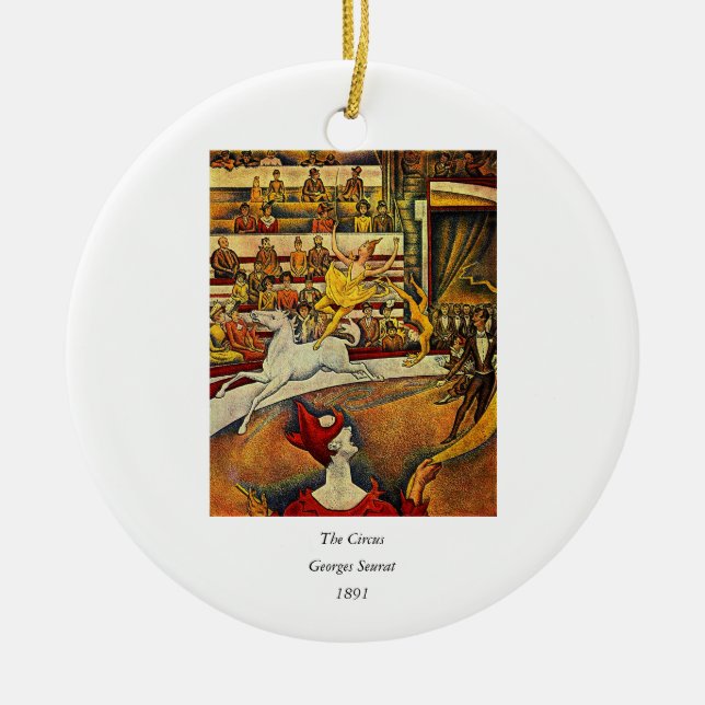 Georges Seurat's The Circus (1891) - Clown & Rider Ceramic Ornament (Front)