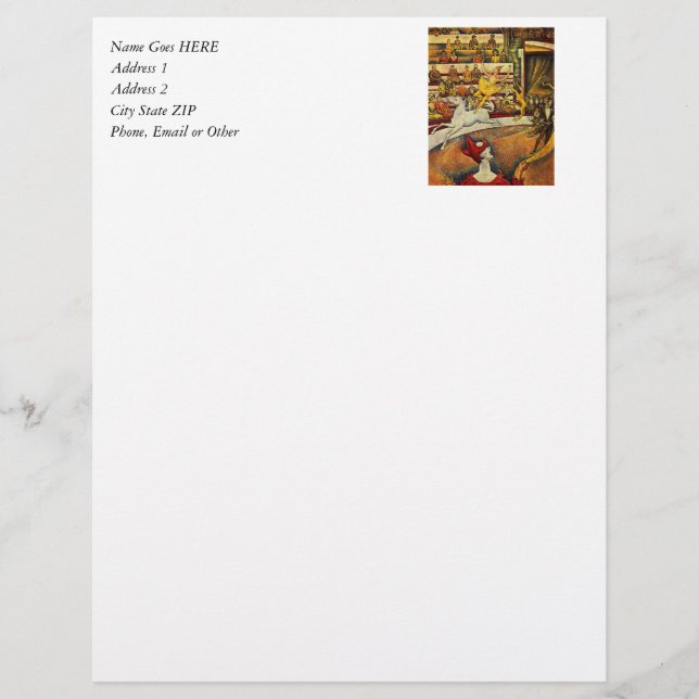 Georges Seurat's The Circus (1891) Letterhead (Front)