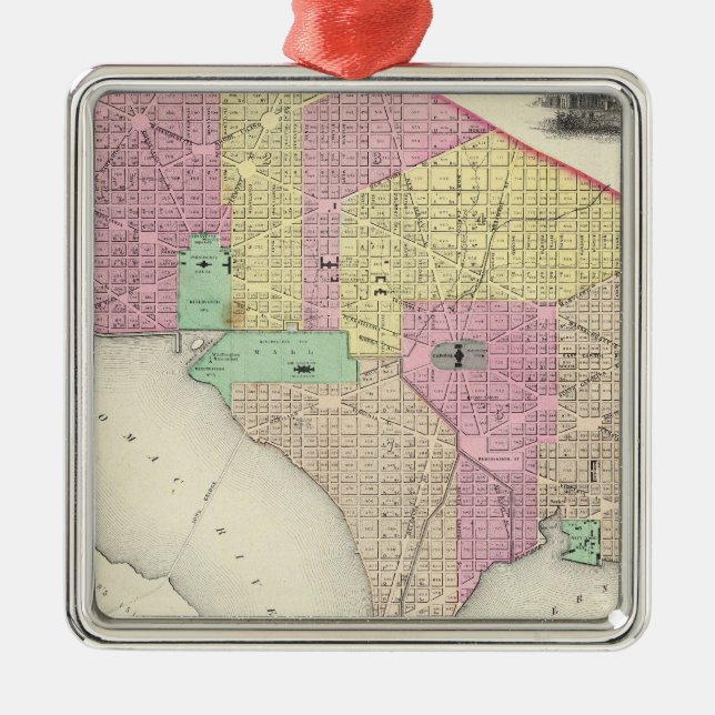 Georgetown And The City Of Washington Metal Ornament (Front)