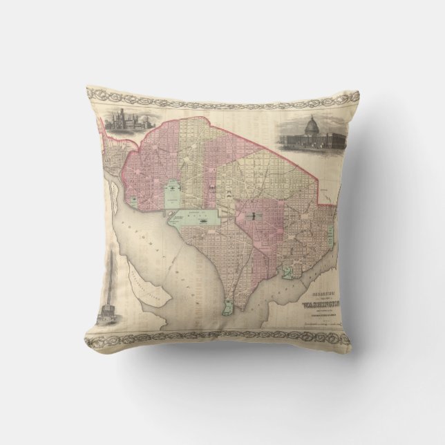 Georgetown and the City of Washington Throw Pillow (Front)