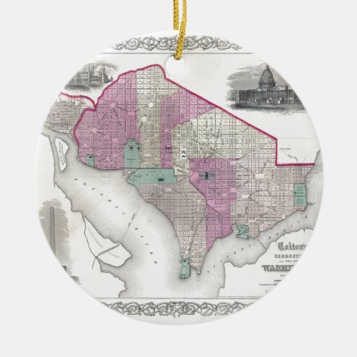 Georgetown and Washington DC Ceramic Ornament